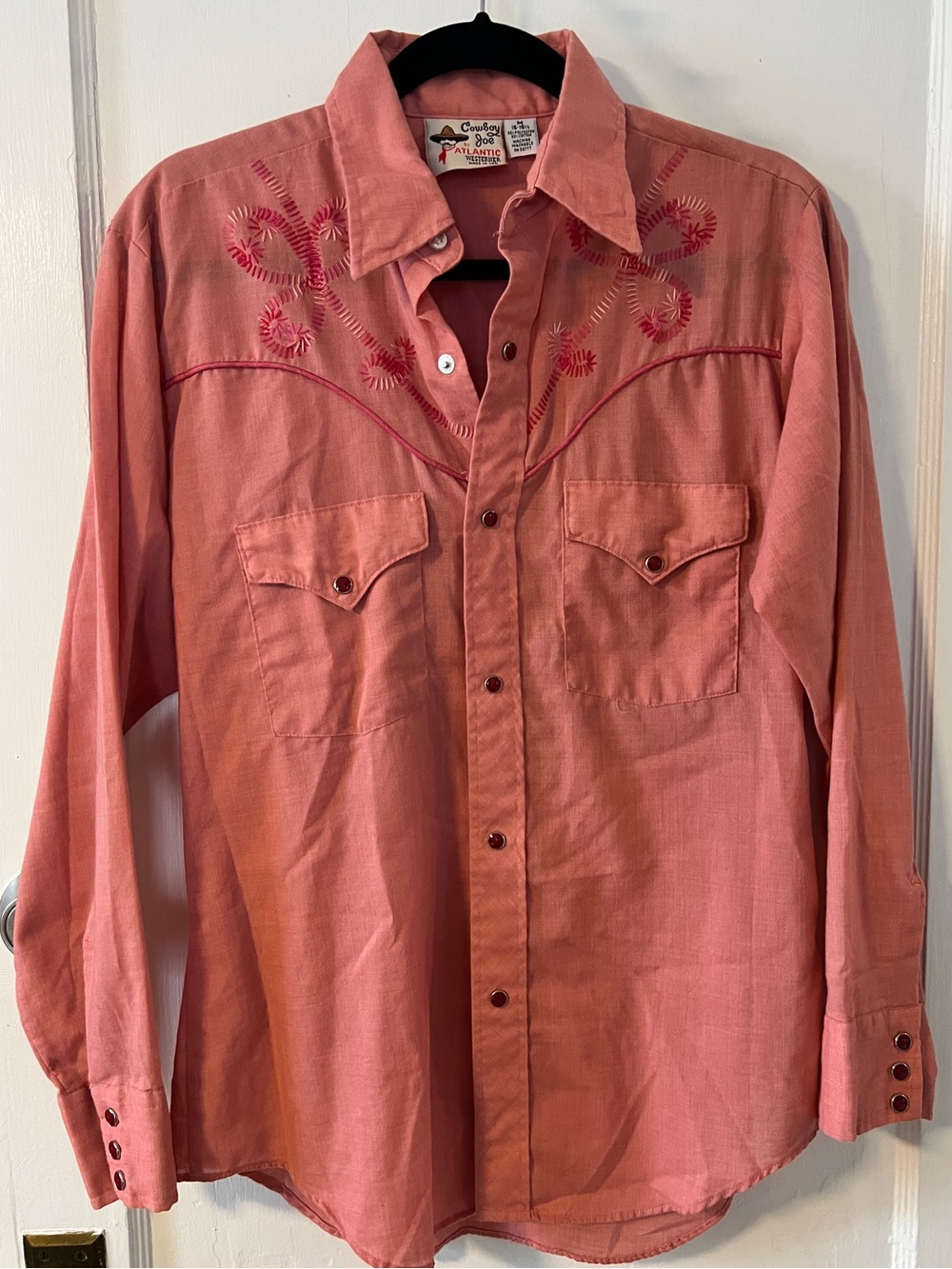 RARE VINTAGE 70s Collectible Cowboy Joe Floral Embroidered Snap Western Shirt M